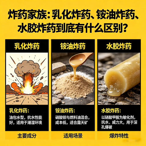 天柱炸药家族：乳化炸药、铵油炸药、水胶炸药到底有什么区别？